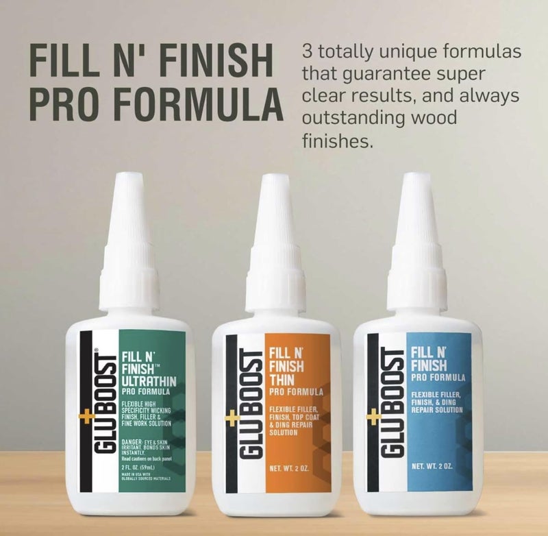 GluBoost Fill nâ€™ Finish Pro Formula â€“ Self-Leveling, Flexible, Clear Wood Filler for Cracks, Dings, and Repairs â€“ Interior Pore and Wood Grain Filler for Finishing and Repair â€“ 2 oz Solution - Image 2